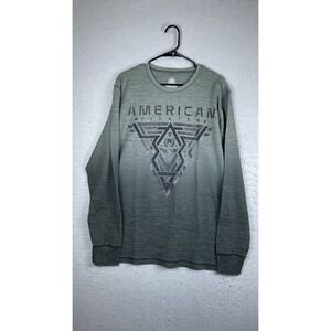 American Fighter Shirt Mens 2XL Green Long Sleeve Ombre Graphic Tee Athletic
